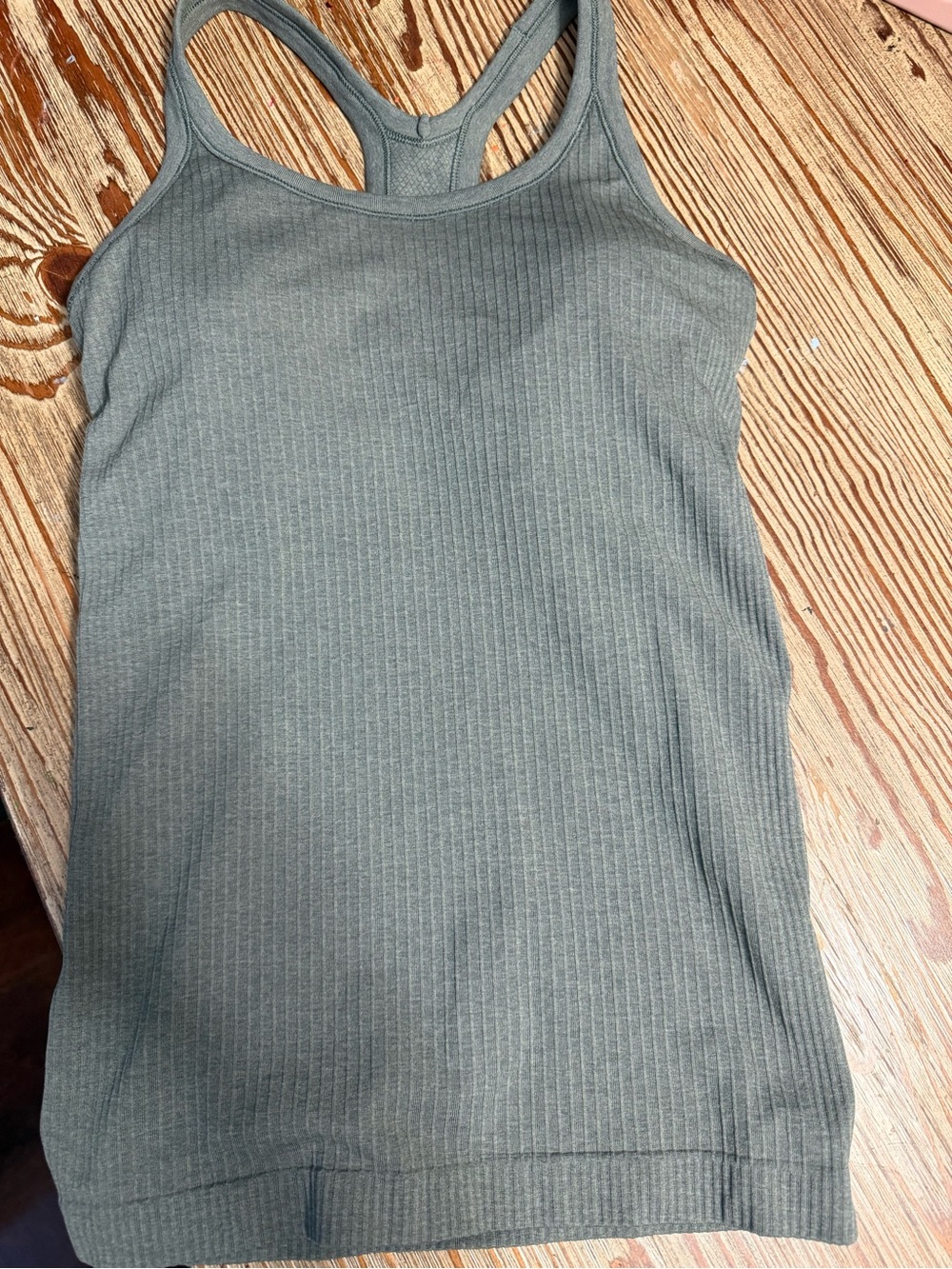 Ribbed Racerback Tank Top - Olive Green